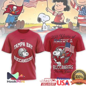Tampa Bay Buccaneers Snoopy 250 Years of America Patriotic Football T Shirt