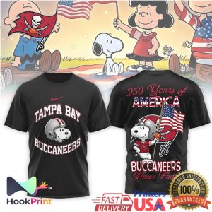 Tampa Bay Buccaneers Snoopy 250 Years of America Patriotic Football T Shirt