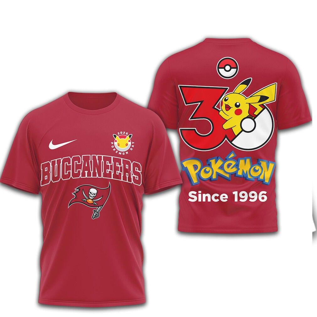 Tampa Bay Buccaneers x Pokemon 30th Anniversary Pikachu T Shirt Tampa Bay Buccaneers x Pokemon 30th Anniversary Pikachu T Shirt