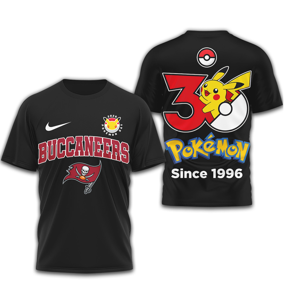Tampa Bay Buccaneers x Pokemon Pikachu 30th Anniversary T Shirt Tampa Bay Buccaneers x Pokemon Pikachu 30th Anniversary T Shirt