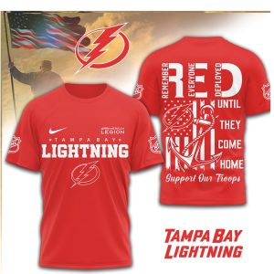Tampa Bay Lightning RED Remember Everyone Deployed Support Our Troops T Shirt