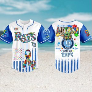 Tampa Bay Rays Baby Yoda Autism Awareness Custom Baseball Jersey