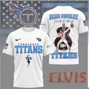 Tennessee Titans Elvis Presley Meets Football Blue TCB Design Shirt