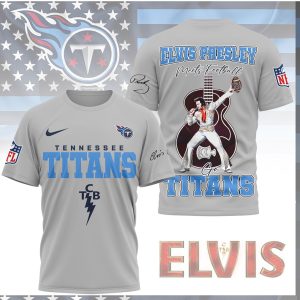 Tennessee Titans Elvis Presley Meets Football Blue TCB Design Shirt