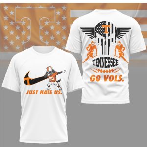 Tennessee Volunteers Just Hate Us Dabbing Dog Mascot Football Shirt