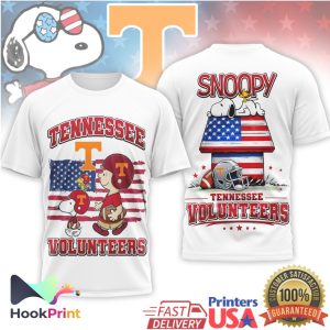 Tennessee Volunteers Snoopy Peanuts American Flag Football T Shirt