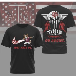 Texas A&M Aggies Just Hate Us Dabbing Reveille Mascot Skull T Shirt