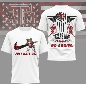 Texas A&M Aggies Just Hate Us Dabbing Reveille Mascot Skull T Shirt