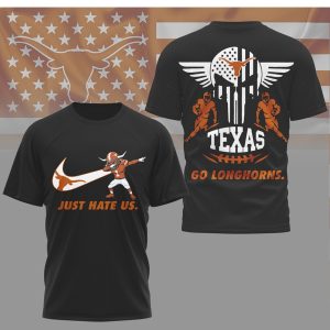 Texas Longhorns “Just Hate Us” Bevo Dabbing Football Fan T Shirt Texas Longhorns “Just Hate Us” Bevo Dabbing Football Fan T Shirt