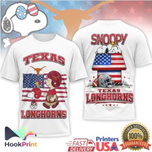 Texas Longhorns Snoopy and Charlie Brown Patriotic Football Fan T Shirt