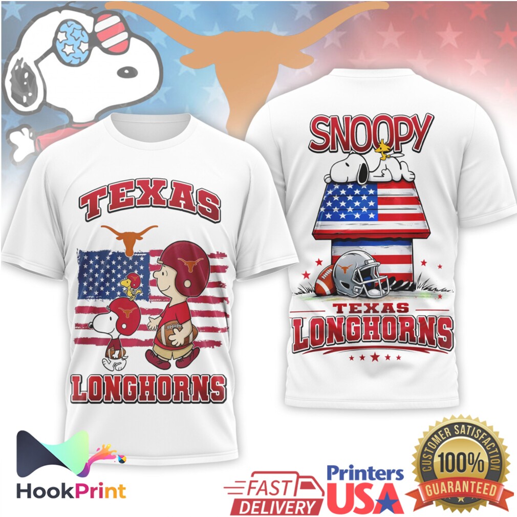 Texas Longhorns Snoopy and Charlie Brown Patriotic Football Fan T Shirt Texas Longhorns Snoopy and Charlie Brown Patriotic Football Fan T Shirt