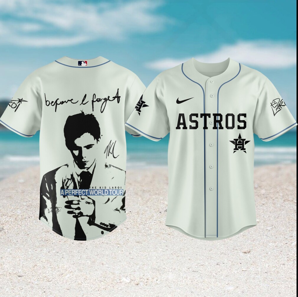 The Kid LAROI A Perfect World Tour Houston Astros Baseball T Shirt The Kid LAROI A Perfect World Tour Houston Astros Baseball T Shirt