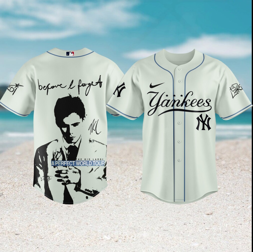 The Kid LAROI A Perfect World Tour New York Yankees Baseball T Shirt The Kid LAROI A Perfect World Tour New York Yankees Baseball T Shirt