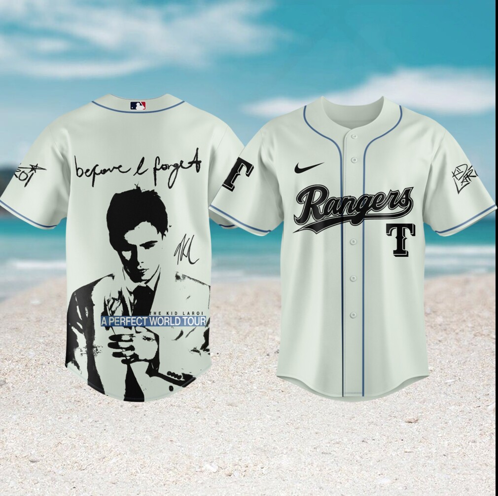 The Kid LAROI A Perfect World Tour Texas Rangers Baseball T Shirt The Kid LAROI A Perfect World Tour Texas Rangers Baseball T Shirt