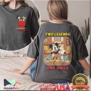 Two Legends One Smile Mickey Mouse and Snoopy Custom Pocket Shirt