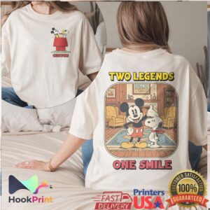 Two Legends One Smile Mickey Mouse and Snoopy Custom Pocket Shirt