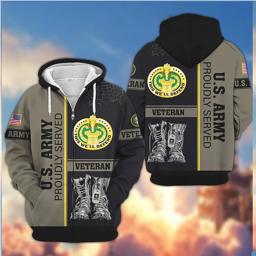 U.S. Army Proudly Served Veteran Combat Boots 3D Graphic Zip Hoodie U.S. Army Proudly Served Veteran Combat Boots 3D Graphic Zip Hoodie