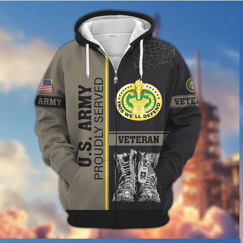 U.S. Army Proudly Served Veteran Combat Boots 3D Graphic Zip Hoodie U.S. Army Proudly Served Veteran Combat Boots 3D Graphic Zip Hoodie