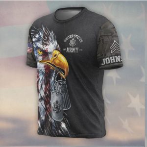 U.S. Army Veteran American Eagle with Dog Camo T Shirt