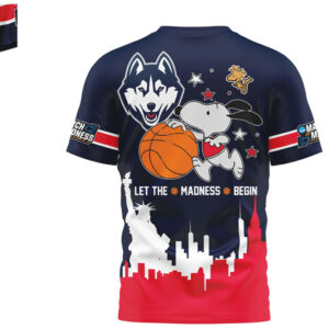 UConn Huskies Snoopy 2026 NCAA Let The Madness Begin Skyline Shirt