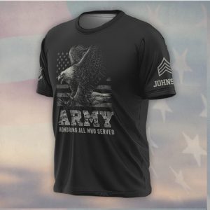 US Army Honoring All Who Served Bald Eagle American Flag T Shirt