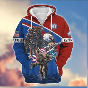US Army National Guard Veteran Eagle Carrying Soldier 3D Hoodie