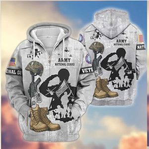 US Army National Guard Veteran Honor The Fallen 3D All Over Print Zip Hoodie
