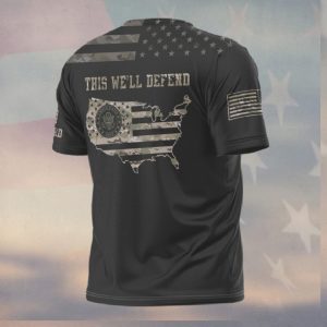 US Army Veteran Camo Flag This We'll Defend Shirt