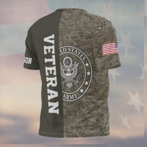 US Army Veteran Split Camo Solid Personalized Tactical Shirt