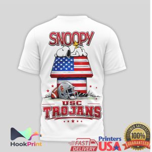 USC Trojans Snoopy Charlie Brown American Flag Sports T Shirt