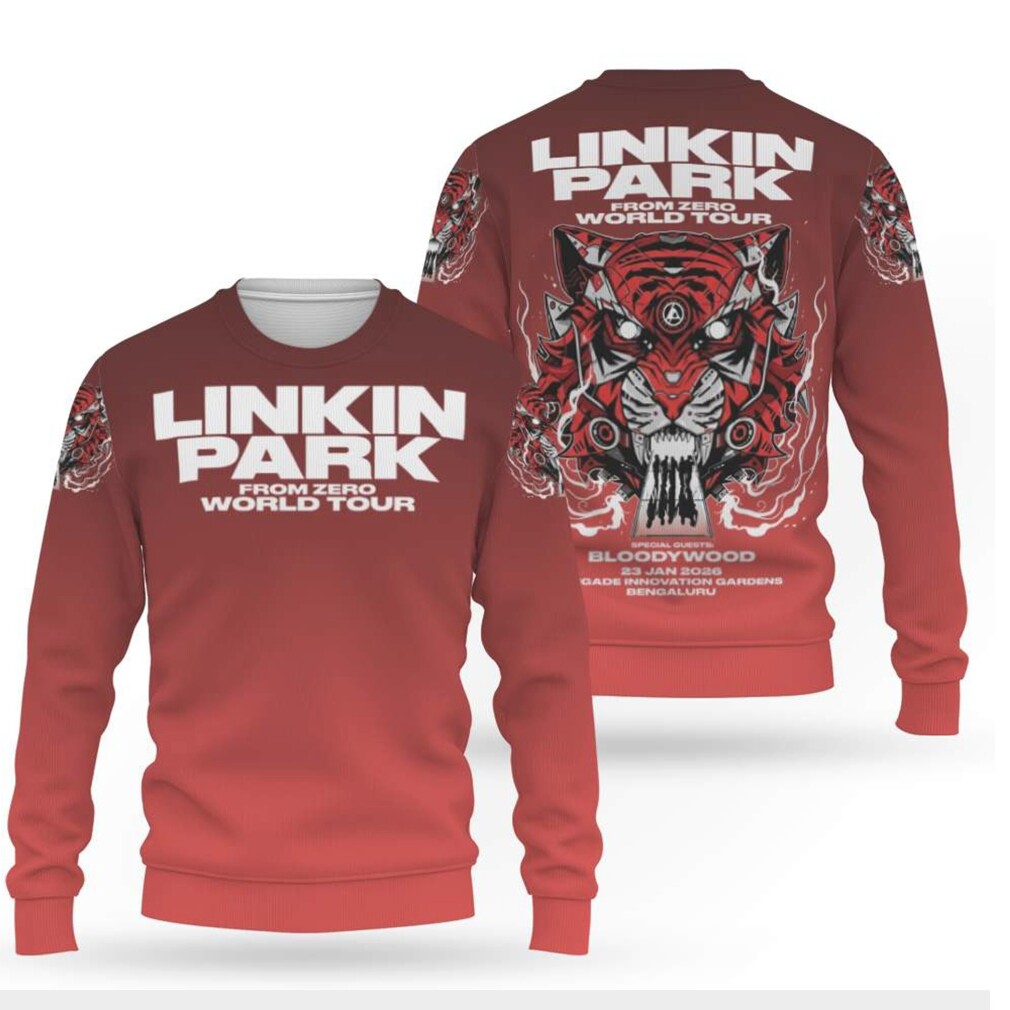 Linkin Park From Zero World Tour 2026 Tiger Red Bengalurue India Concert Hoodie Linkin Park From Zero World Tour 2026 Tiger Red Bengalurue India Concert Hoodie