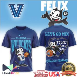 Villanova Wildcats x Felix The Cat Basketball Let's Go Win T Shirt
