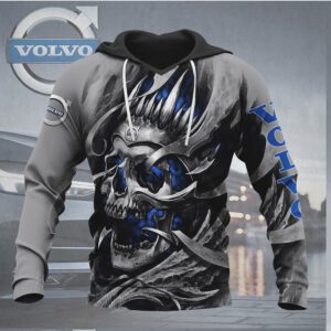 Volvo Trucks Heavy Duty Blue Flame Warrior Skull Gothic Graphic T Shirt