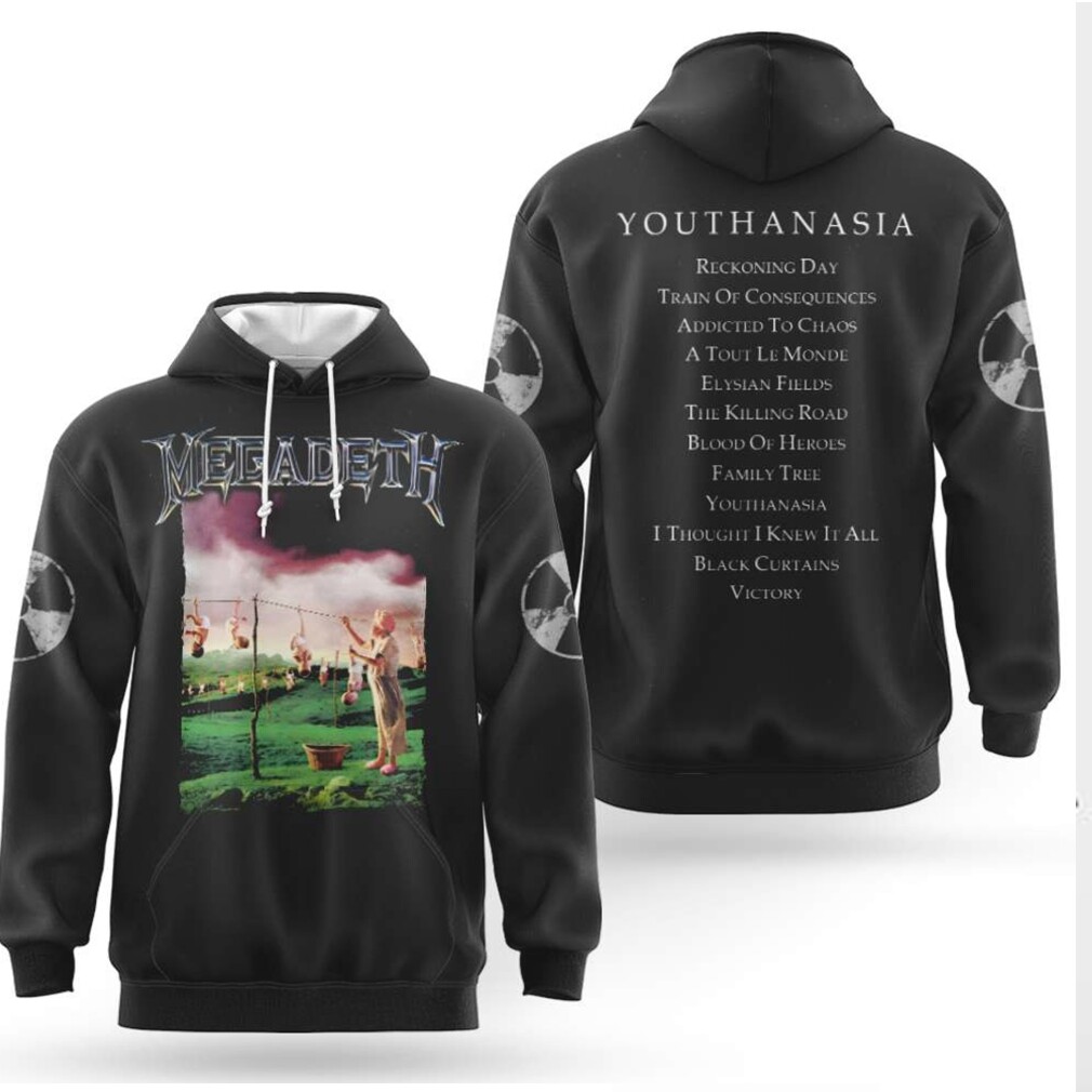 Megadeth Youthanasia Album Cover Vintage Style Tracklist Shirt Megadeth Youthanasia Album Cover Vintage Style Tracklist Shirt