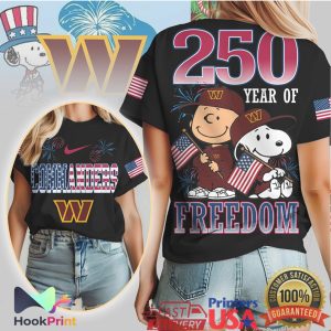 Washington Commanders 250 Year of Freedom Peanuts Charlie Brown Snoopy Patriotic T Shirt
