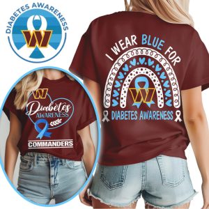 Washington Commanders Diabetes Awareness Football Fan Support Burgundy Gold T Shirt Washington Commanders Diabetes Awareness Football Fan Support Burgundy Gold T Shirt