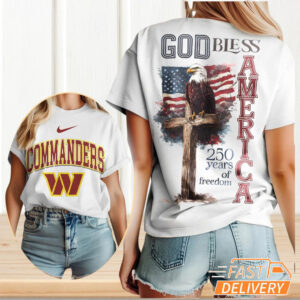 Washington Commanders God Bless America 250 Years of Freedom Patriotic T Shirt
