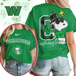 Washington Commanders Snoopy Leprechaun St Patricks Day NFL Football T Shirt