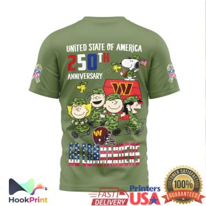 Washington Commanders Snoopy Peanuts 250th Anniversary Military Appreciation Olive T Shirt