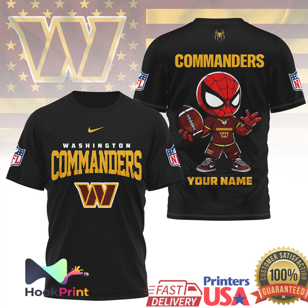 Washington Commanders Spider Man Custom Name Mascot NFL Football T Shirt Washington Commanders Spider Man Custom Name Mascot NFL Football T Shirt