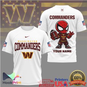 Washington Commanders Spider Man Custom Name Mascot NFL Football T Shirt
