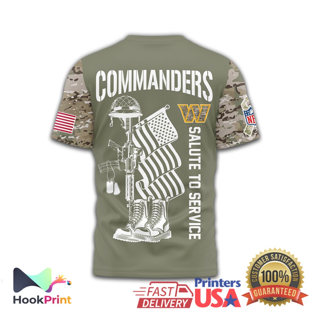 Washington Commanders U.S. Veteran Salute to Service Military Green T Shirt Washington Commanders U.S. Veteran Salute to Service Military Green T Shirt