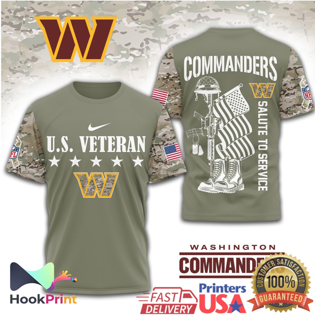 Washington Commanders U.S. Veteran Salute to Service Military Green T Shirt Washington Commanders U.S. Veteran Salute to Service Military Green T Shirt