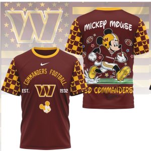 Washington Commanders x Mickey Mouse 3D Football Jersey T Shirt