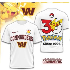 Washington Commanders x Pokemon Pikachu 30th Anniversary T Shirt Washington Commanders x Pokemon Pikachu 30th Anniversary T Shirt