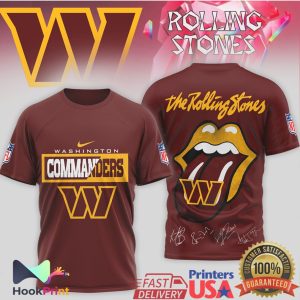 Washington Commanders x The Rolling Stones Tongue Logo Signature T Shirt Washington Commanders x The Rolling Stones Tongue Logo Signature T Shirt