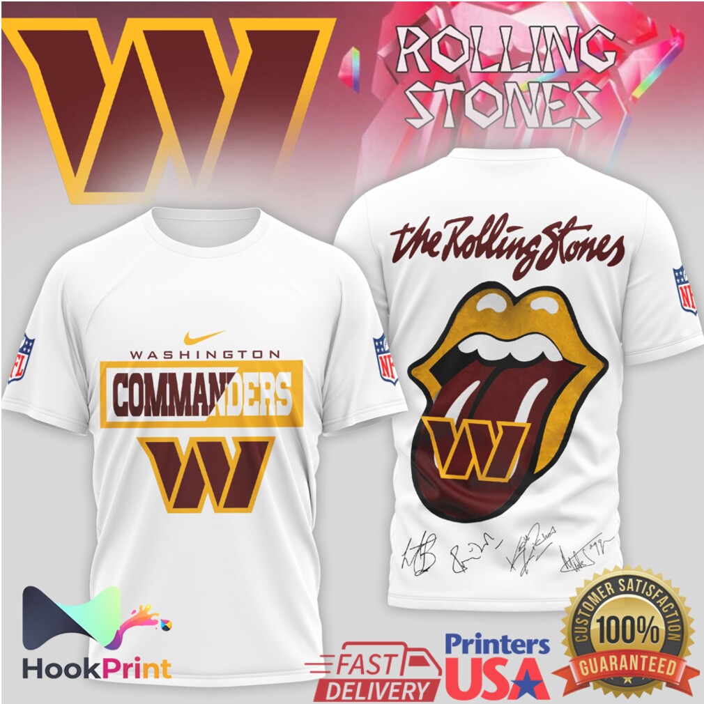 Washington Commanders x The Rolling Stones Tongue Logo Signature T Shirt Washington Commanders x The Rolling Stones Tongue Logo Signature T Shirt