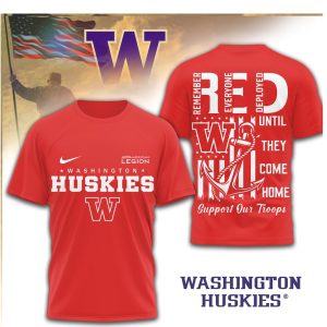 Washington Huskies R.E.D. Support Our Troops Military Tribute T Shirt