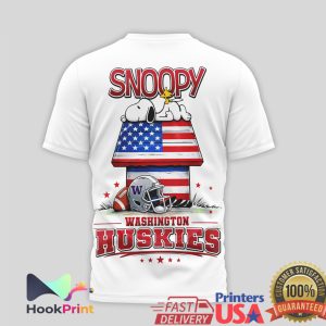 Washington Huskies Snoopy Peanuts American Flag Football T Shirt
