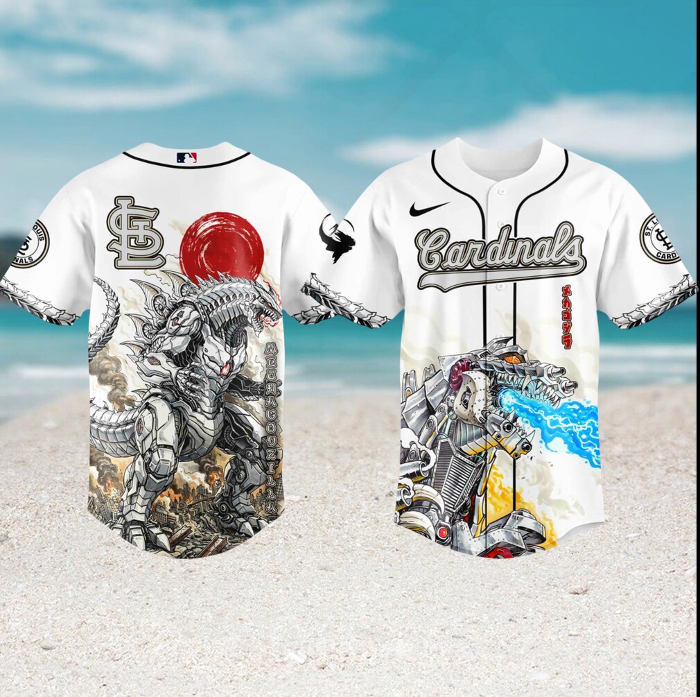Mechagodzilla x St. Louis Cardinals White Custom Baseball Jersey Mechagodzilla x St. Louis Cardinals White Custom Baseball Jersey